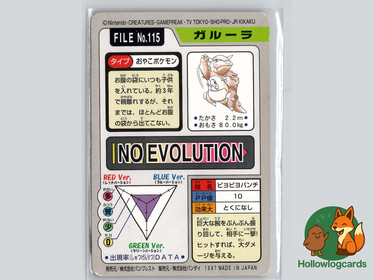 Kangaskhan (NO. 115) - Bandai Carddass Series 3 - 4 - Jap