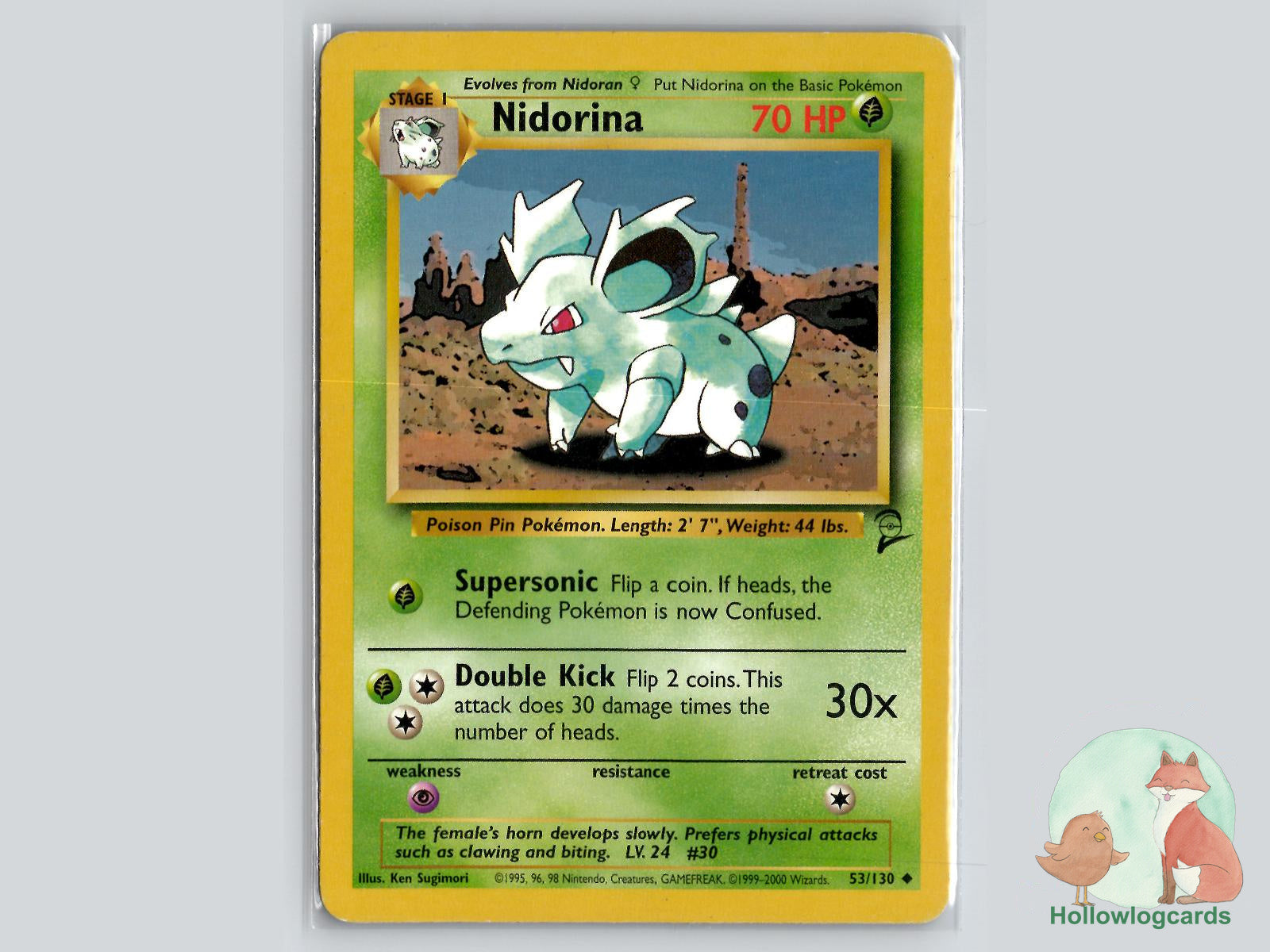 nidorina pokemon card (53/130) - Base Set 2 Uncommon Retreat cost Color:Gray pokemon charizard 19/113. año 65%