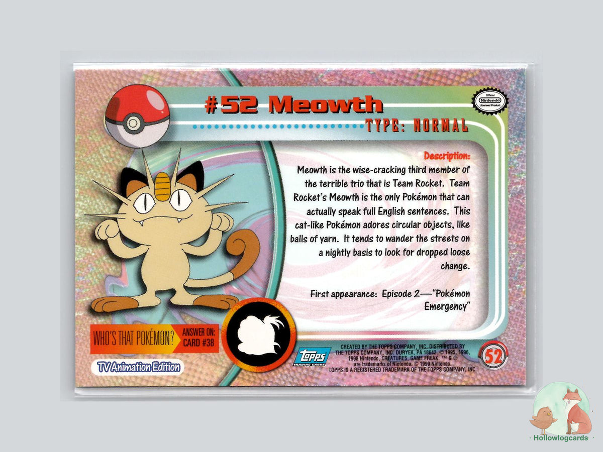 Meowth (#52) - Topps Trading Cards Series 1