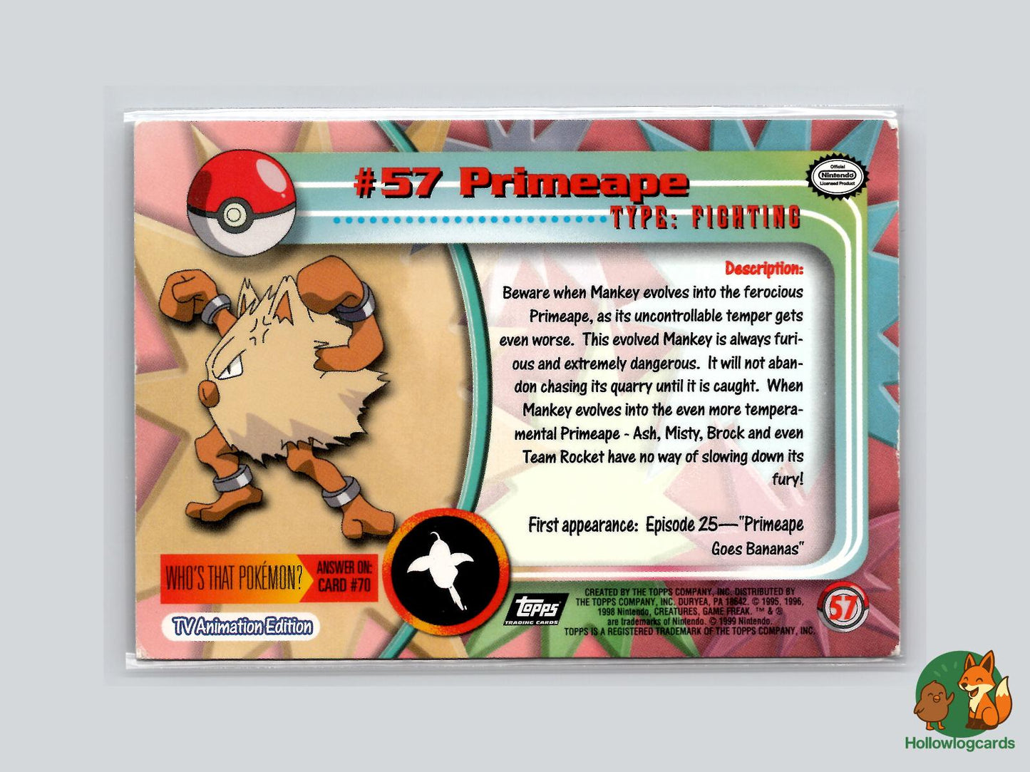 Primeape (#57) - Topps Trading Cards Series 1