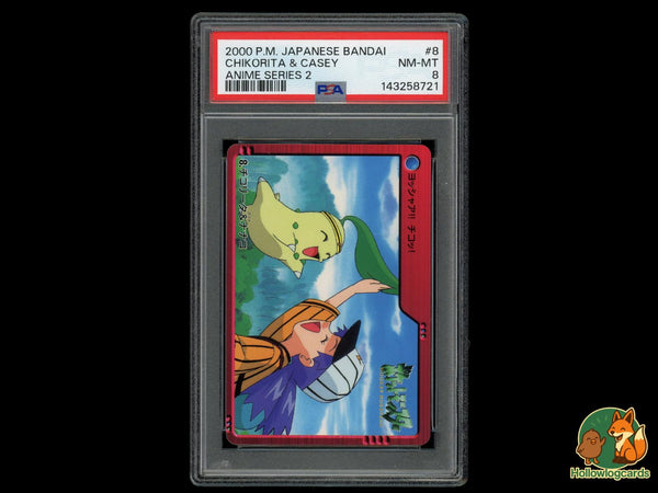 Graded Chikorita & Casey (8) Bandai Anime 2 - PSA 8 - Jap