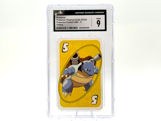 GRADED - Blastoise – Pokémon UNO (2019) – CGC 9 – Yellow 5 – Pocket UNO Card