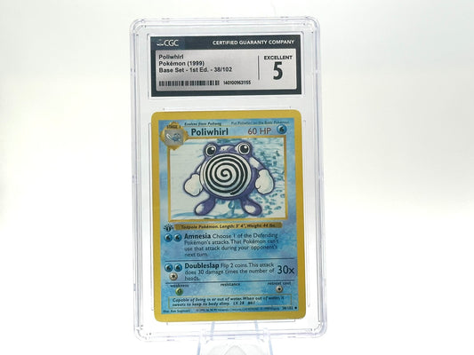 GRADED - 1st Edition - Poliwhirl - Base Set 38/102 - WOTC - CGC 5 - Sugimori
