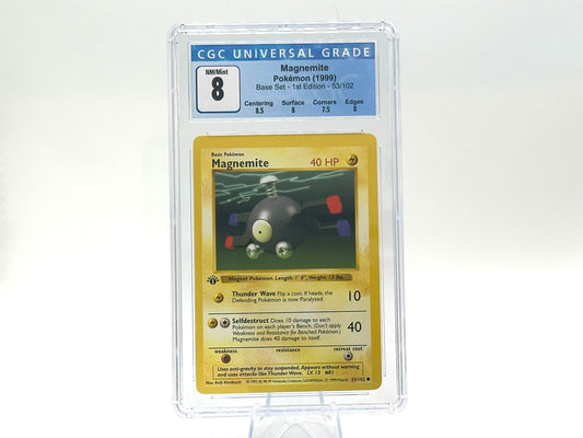 GRADED - 1st Edition - Magnemite - Base Set 53/102 - WOTC - CGC 8 - Kinebuchi