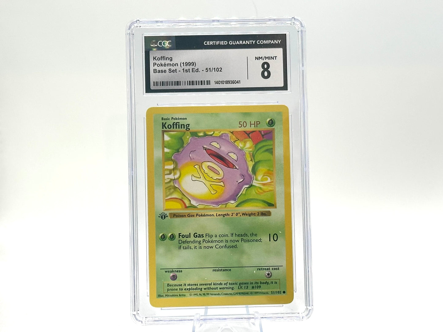 GRADED - 1st Edition - Koffing - Base Set 51/102 - WOTC - CGC 8 - Arita