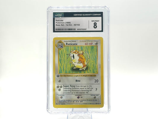 GRADED - 1st Edition - Raticate - Base Set 40/102 - WOTC - CGC 8 - Sugimori
