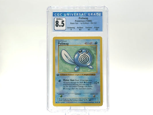 GRADED - 1st Edition - Poliwag - Base Set 59/102 - WOTC - CGC 8.5 - Sugimori