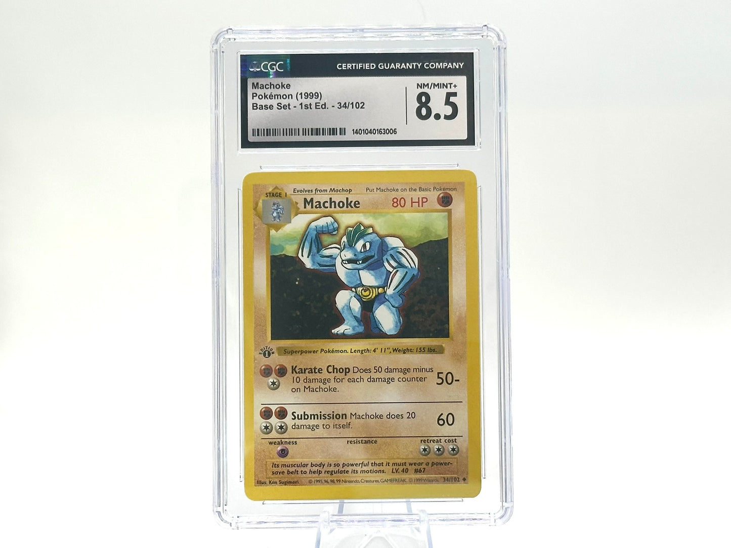 GRADED - 1st Edition - Machoke - Base Set 34/102 - WOTC - CGC 8.5 - Sugimori