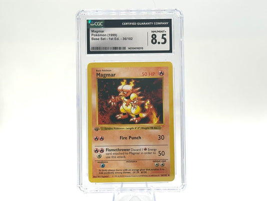 GRADED - 1st Edition - Magmar - Base Set 36/102 - WOTC - CGC 8.5 - Sugimori