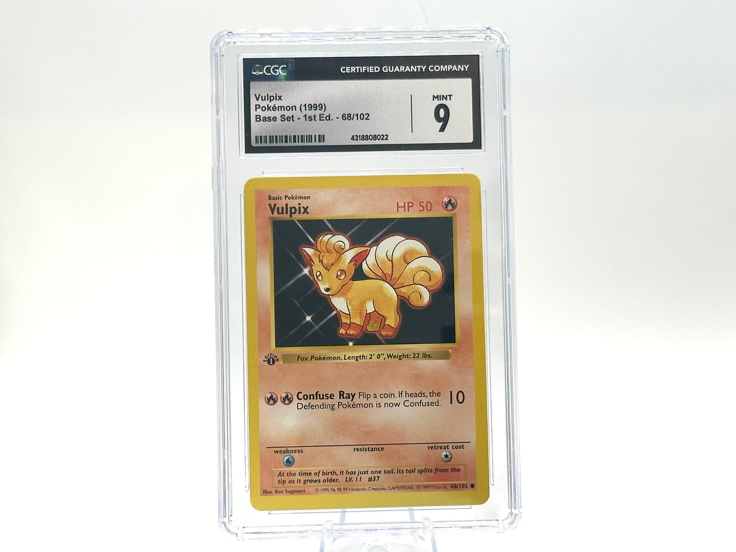 GRADED - 1st Edition - Vulpix - Base Set 68/102 - WOTC - CGC 9 - Sugimori