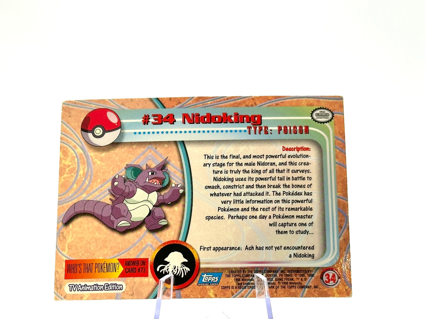 Nidoking - Holo Chrome - 34 - Topps - 1999 - Vintage