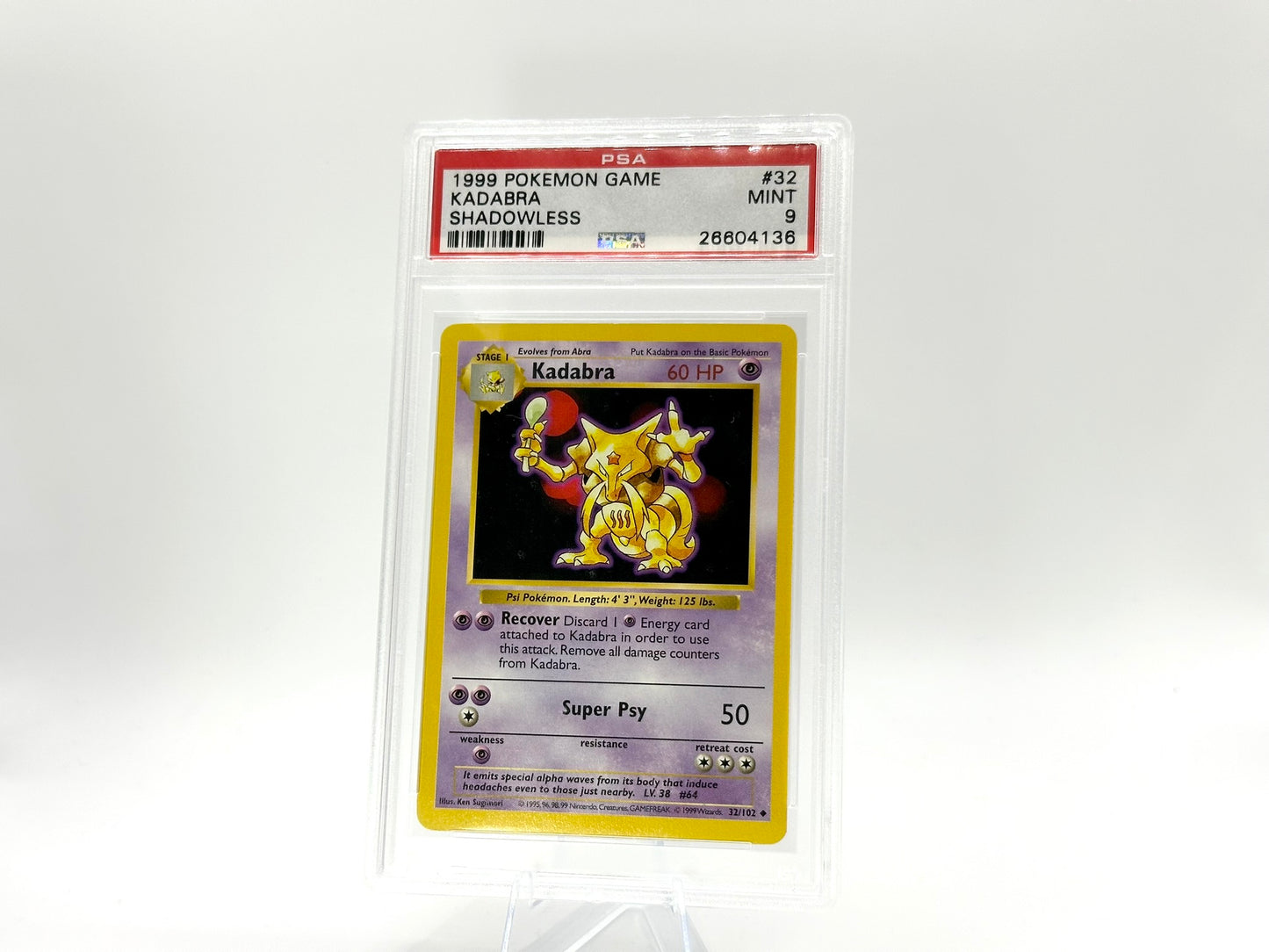GRADED - Kadabra - Base Set (Shadowless) 32/102 - Sugimori - PSA 9