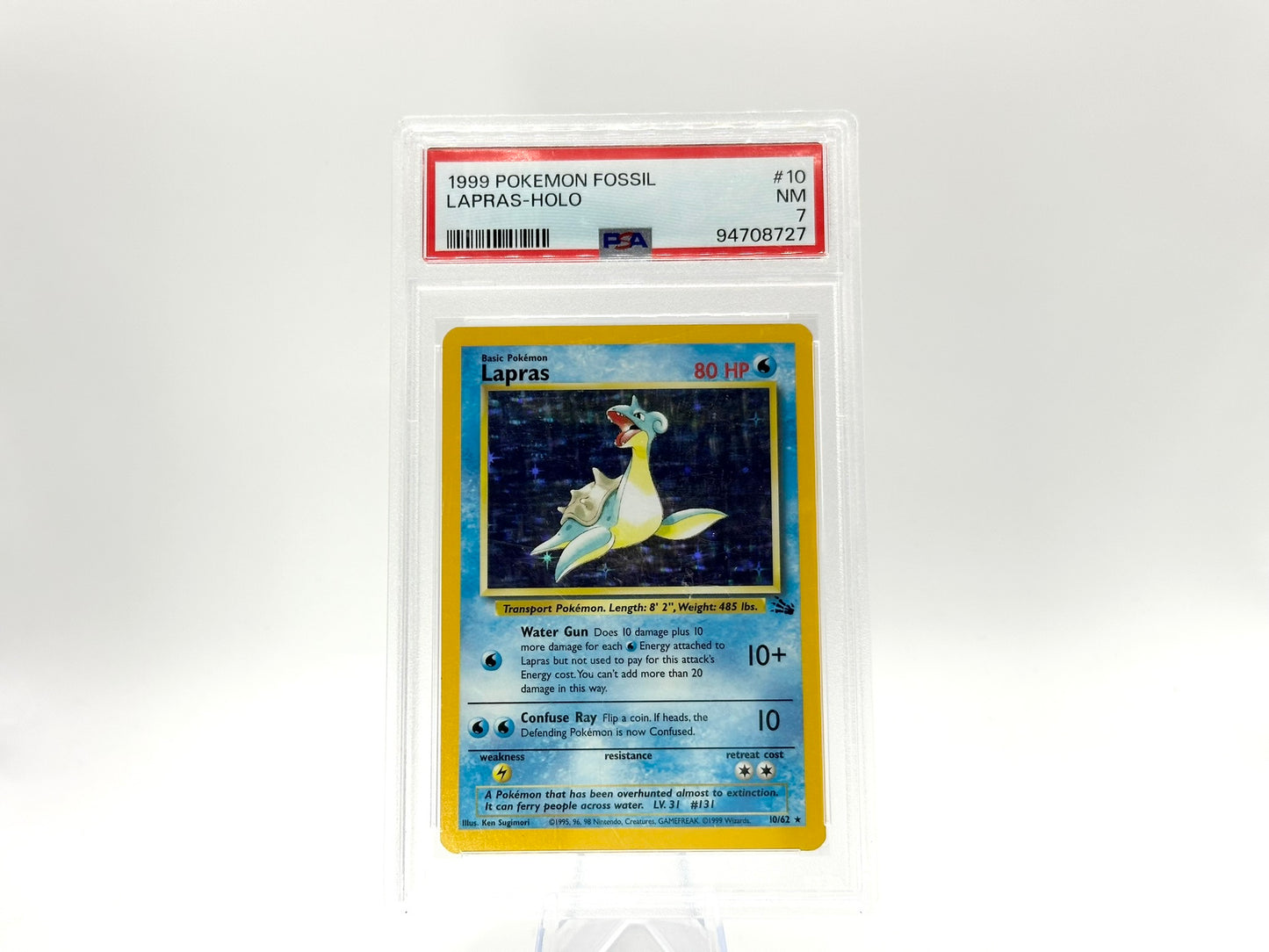 GRADED - Lapras - HOLO Fossil 10/62 - Sugimori - PSA 7