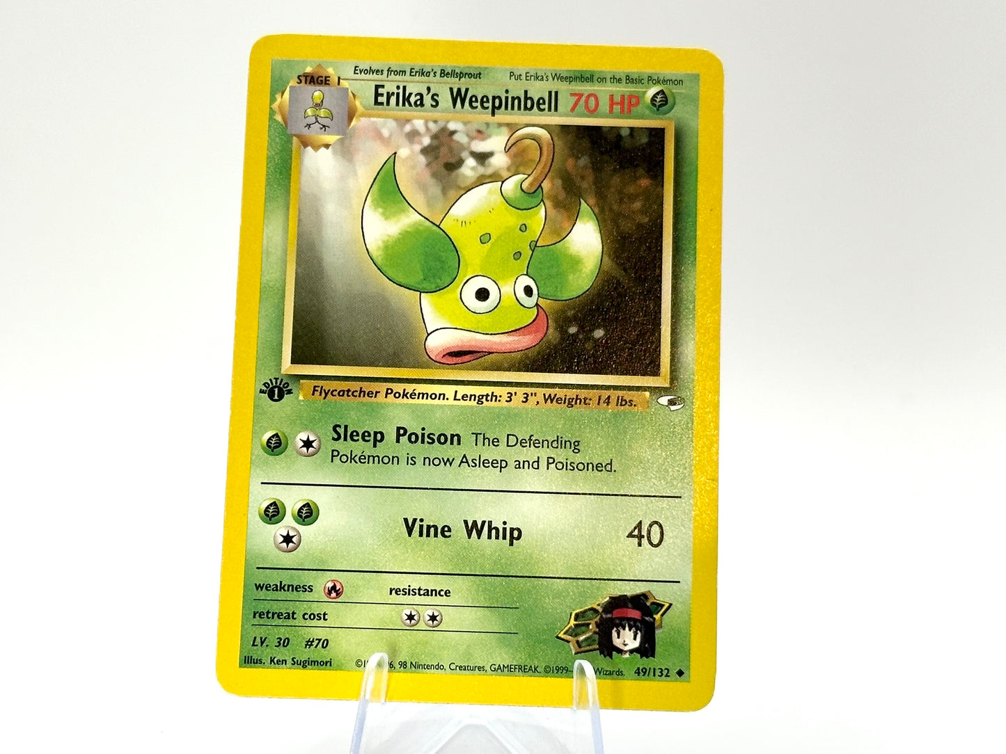 1st Edition - Erika's Weepinbell - Gym Challenge 49/132 - WOTC - - Sugimori