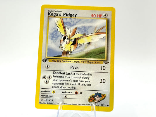 1st Edition - Koga's Pidgey - Gym Challenge 80/132 - WOTC - - Sugimori