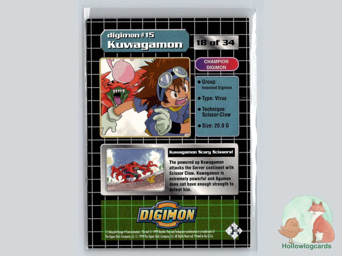Kuwagamon #15 (18/34) Exclusive Preview Stamped - 1999 Upper Deck Digimon