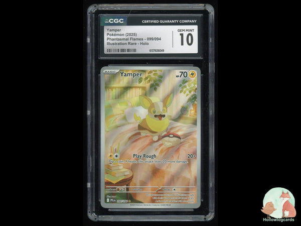 Graded Yamper (099/094) Phantasmal Flames Illustration Rare Holo - CGC Gem Mint 10
