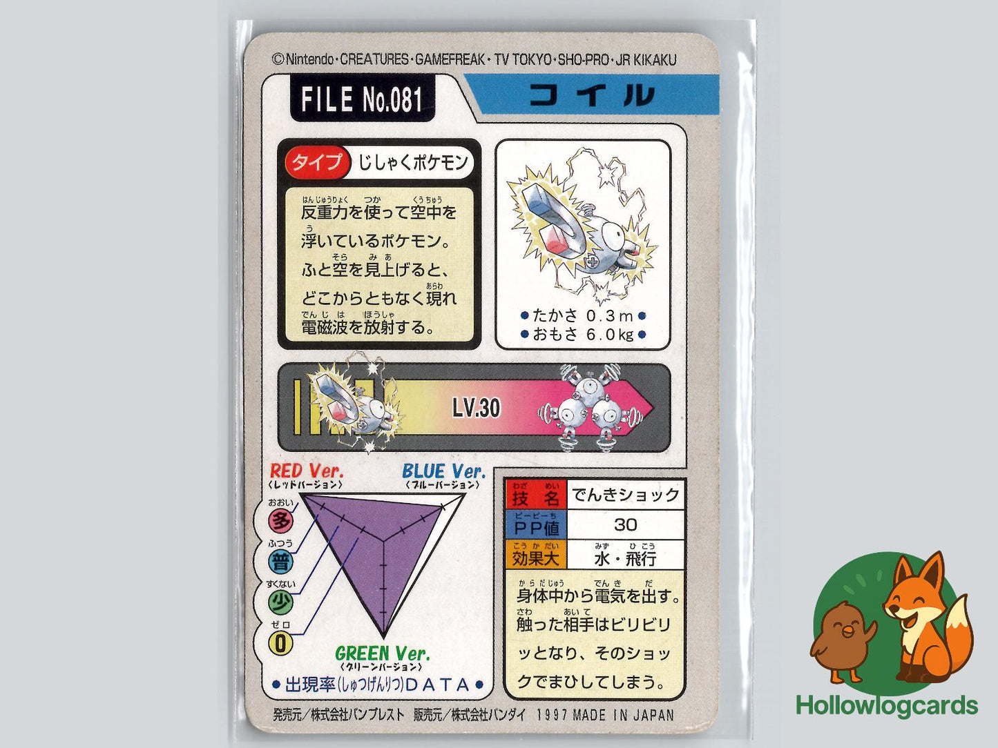 Magnemite (NO. 081) - Bandai Carddass Series 3 - 4 - Jap
