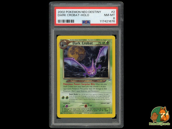 Graded Dark Crobat Holo (2/105) - Neo Destiny - PSA 8