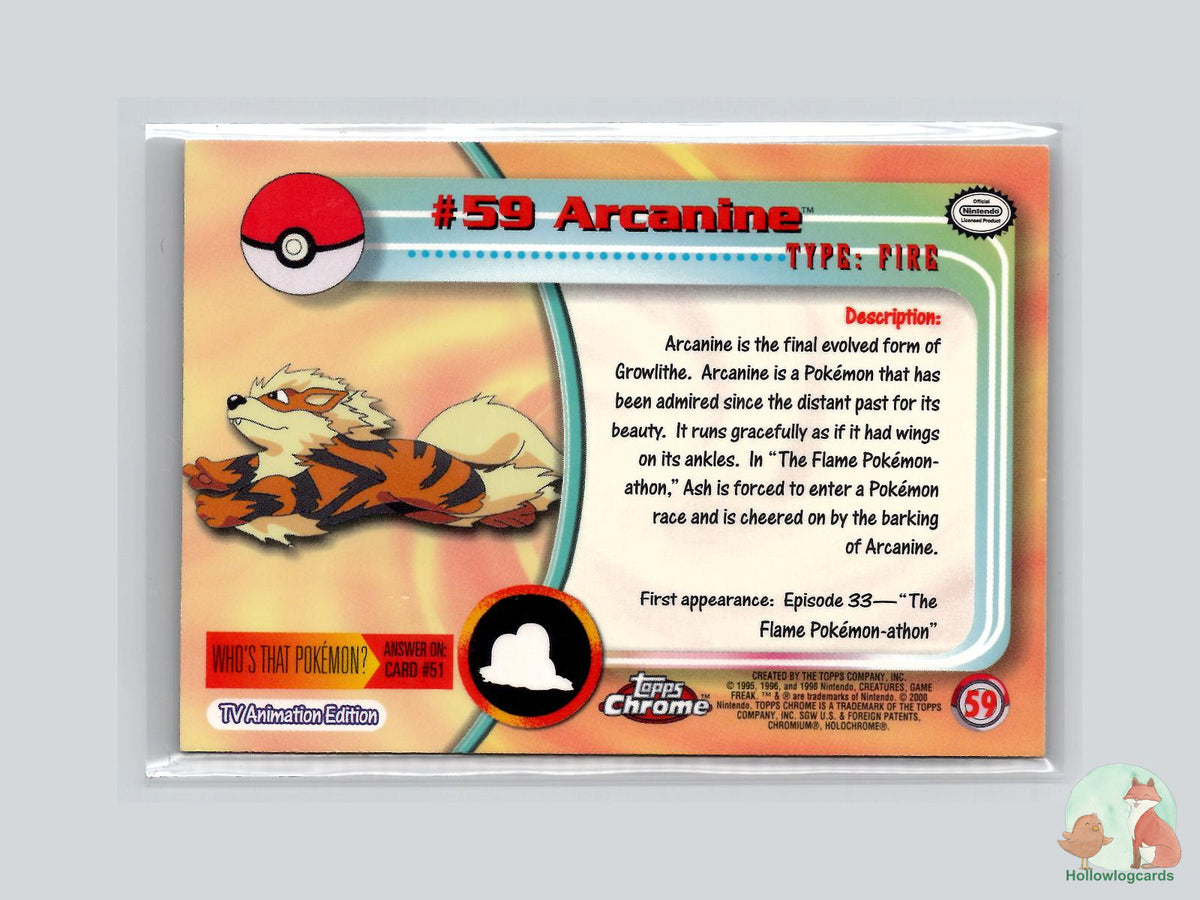 Arcanine (#59) Rainbow Chrome - Topps Chrome Trading Cards Series 1