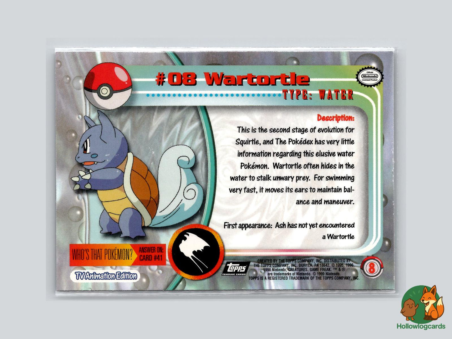 Wartortle (#8) - Topps Trading Cards Series 1