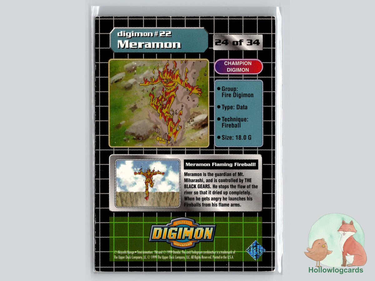 Meramon #22 (24/34) Exclusive Preview Stamped - 1999 Upper Deck Digimon