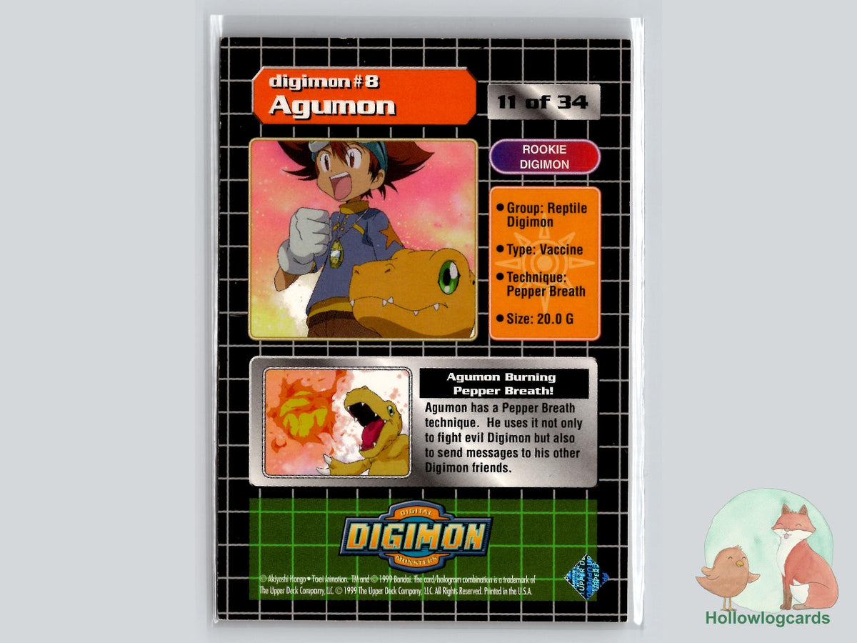 Agumon #8 (11/34) Exclusive Preview Stamped - 1999 Upper Deck Digimon