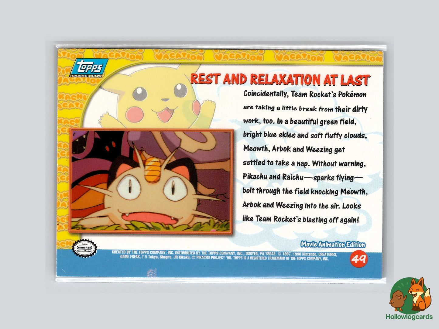 Rest And Relaxation At Last (#49) Silver Chrome Foil - Topps Pikachu’s Vacation