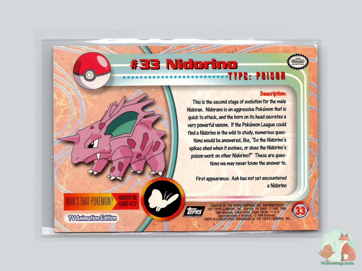 Nidorino (#33) Rainbow Foil - Topps Trading Cards Series 1