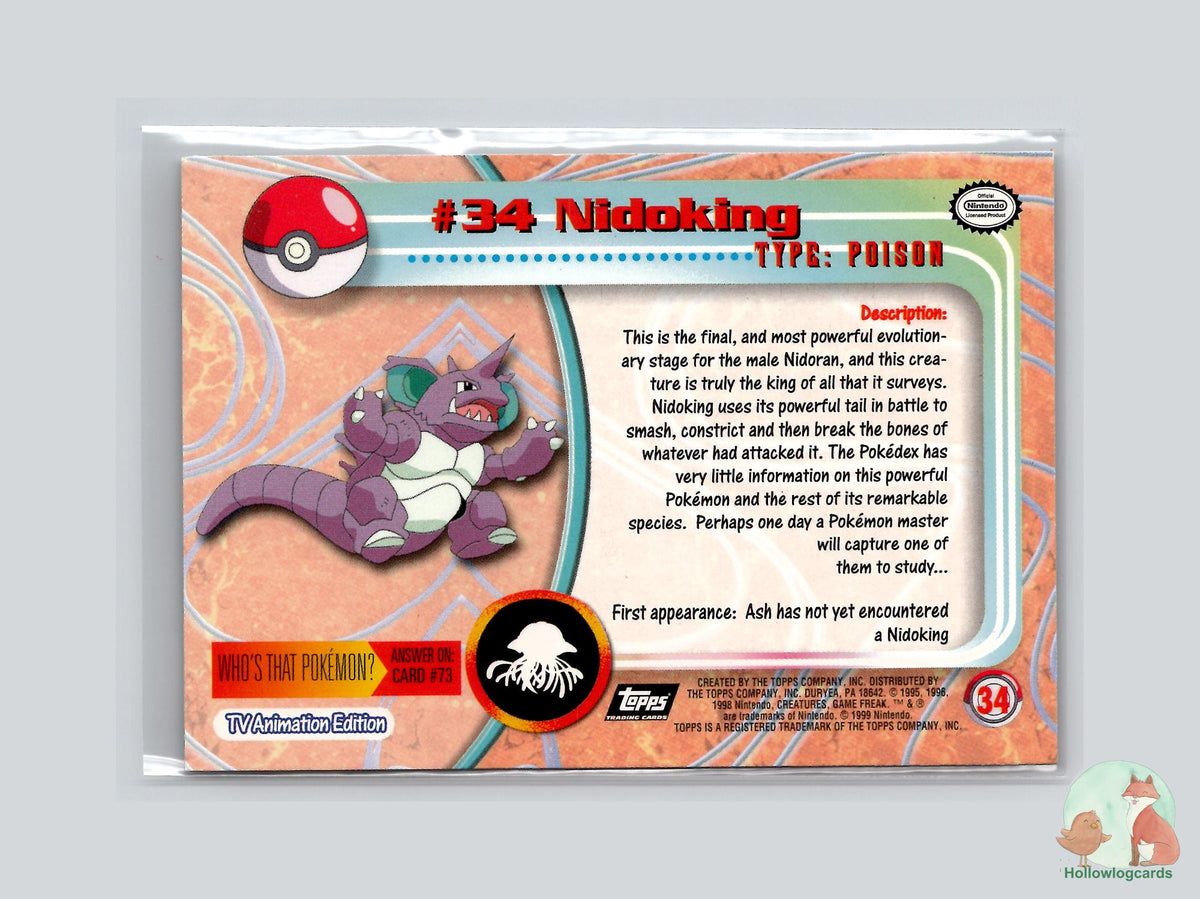 Nidoking (#34) Rainbow Foil - Topps Trading Cards Series 1