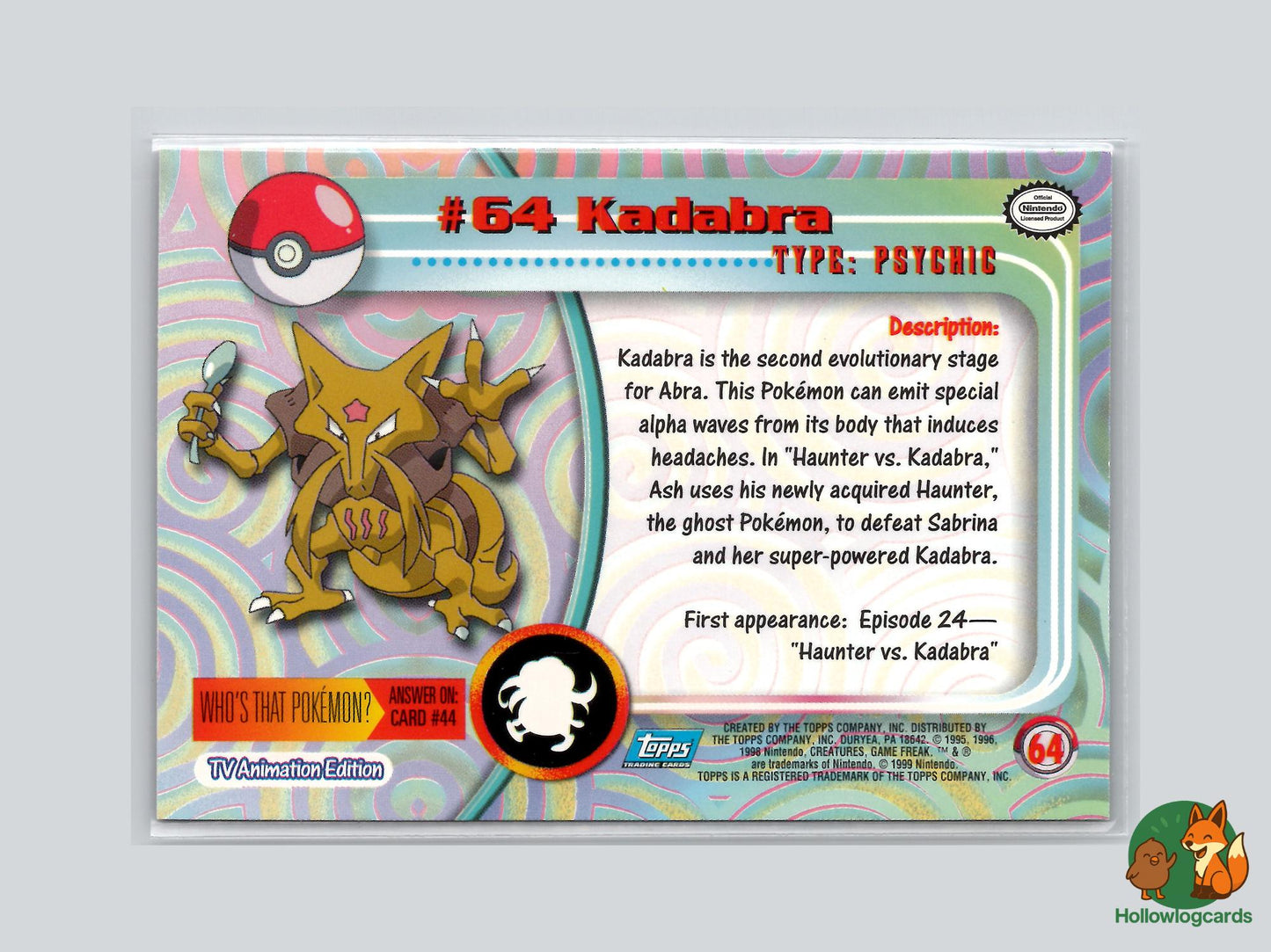 Kadabra (#64) Rainbow Foil - Topps Trading Cards Series 1
