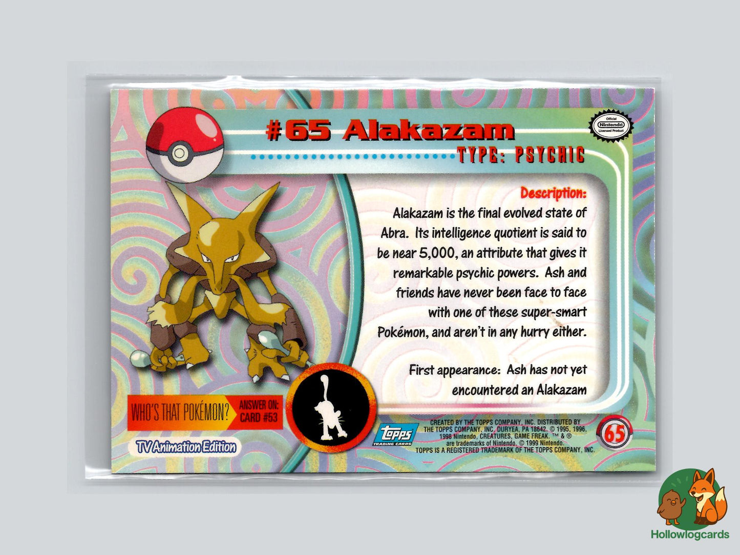 Alakazam (#65) Rainbow Foil - Topps Trading Cards Series 1