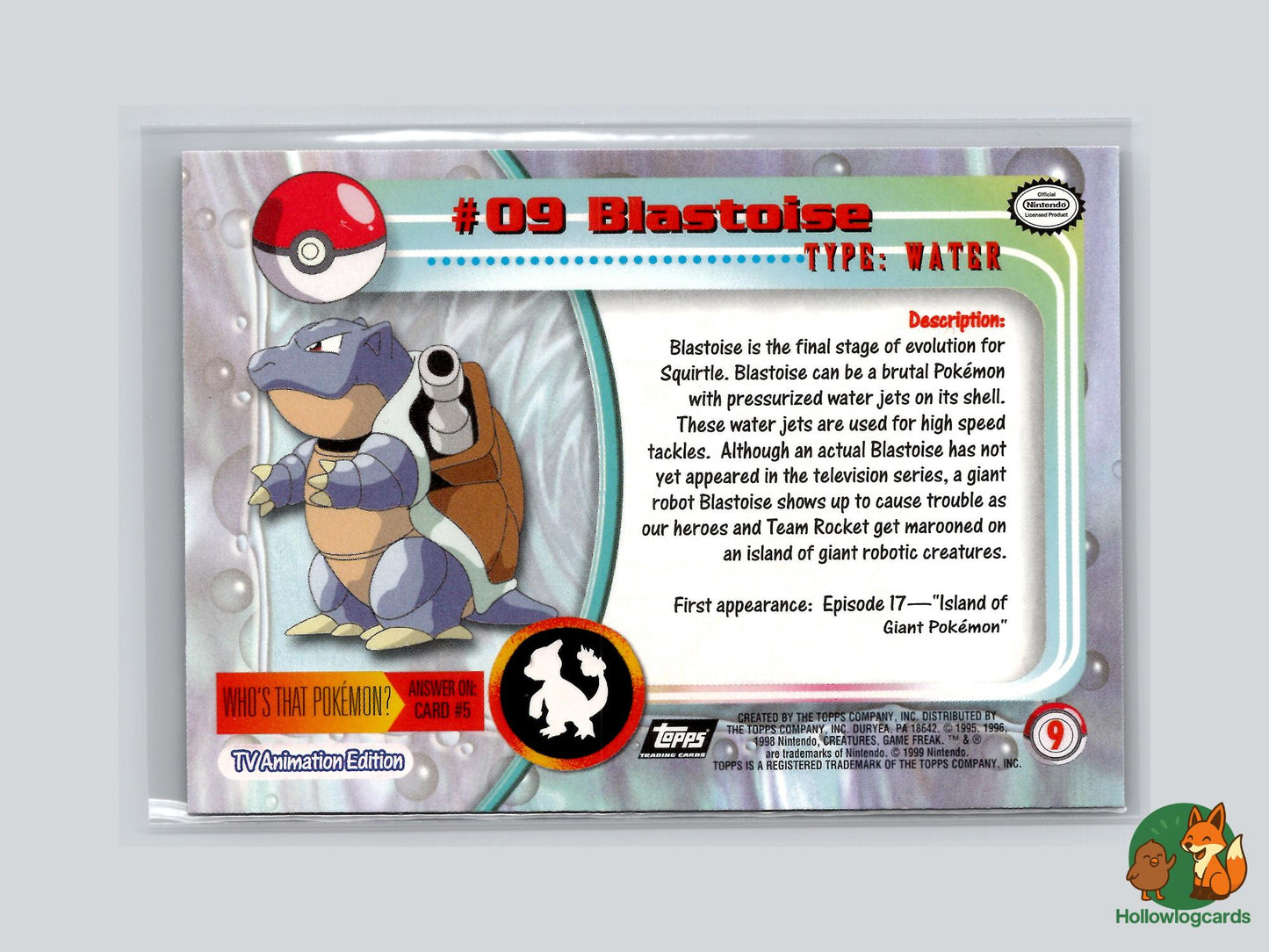 Blastoise (#9) Rainbow Foil - Topps Trading Cards Series 1