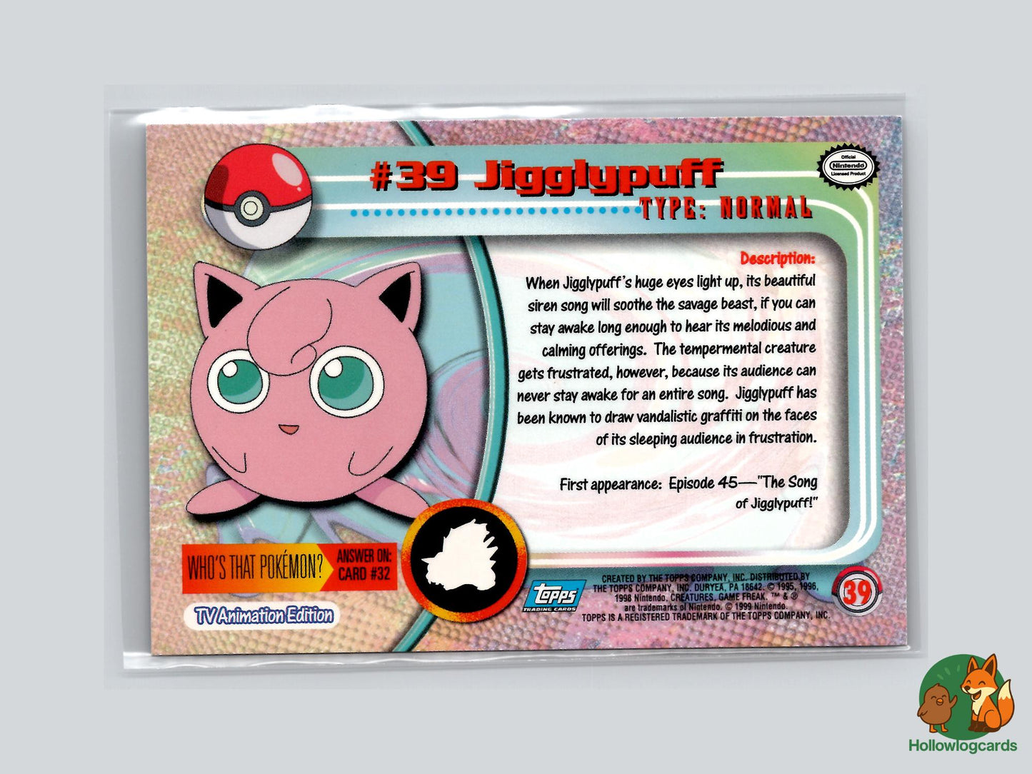 Jigglypuff (#39) Rainbow Foil - Topps Trading Cards Series 1