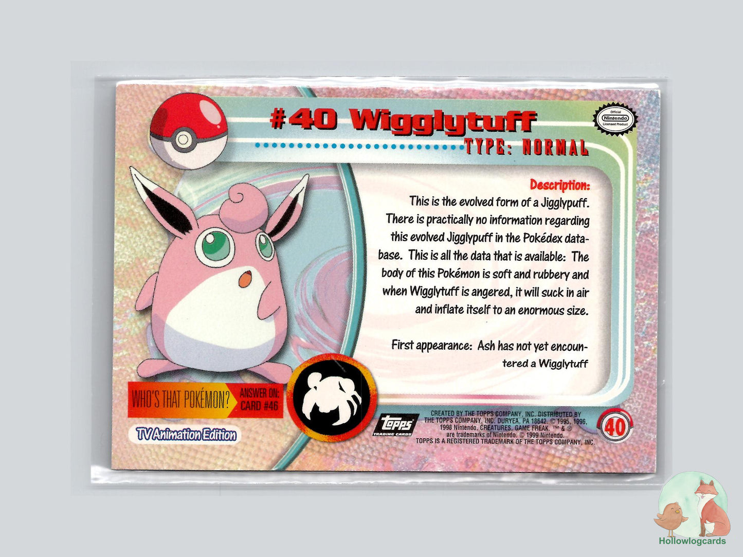 Wigglytuff (#40) Chrome Foil - Topps Trading Cards Series 1