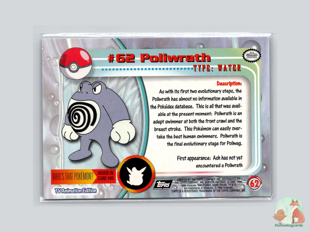 Poliwrath (#62) Chrome Foil - Topps Trading Cards Series 1