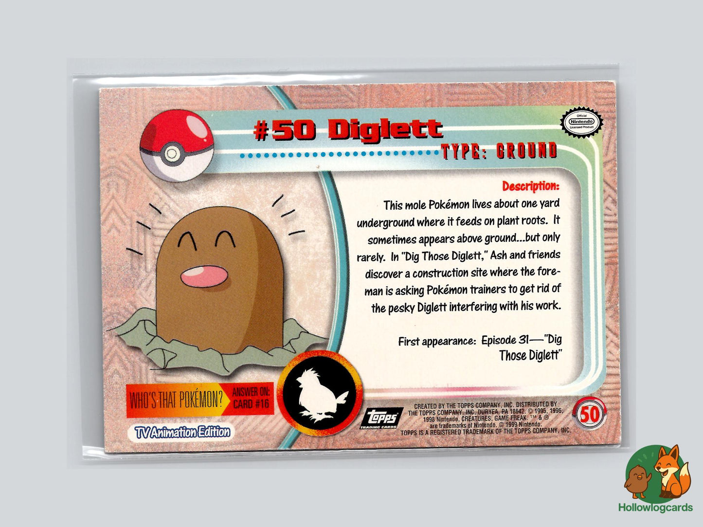 Diglett (#50) Chrome Foil - Topps Trading Cards Series 1