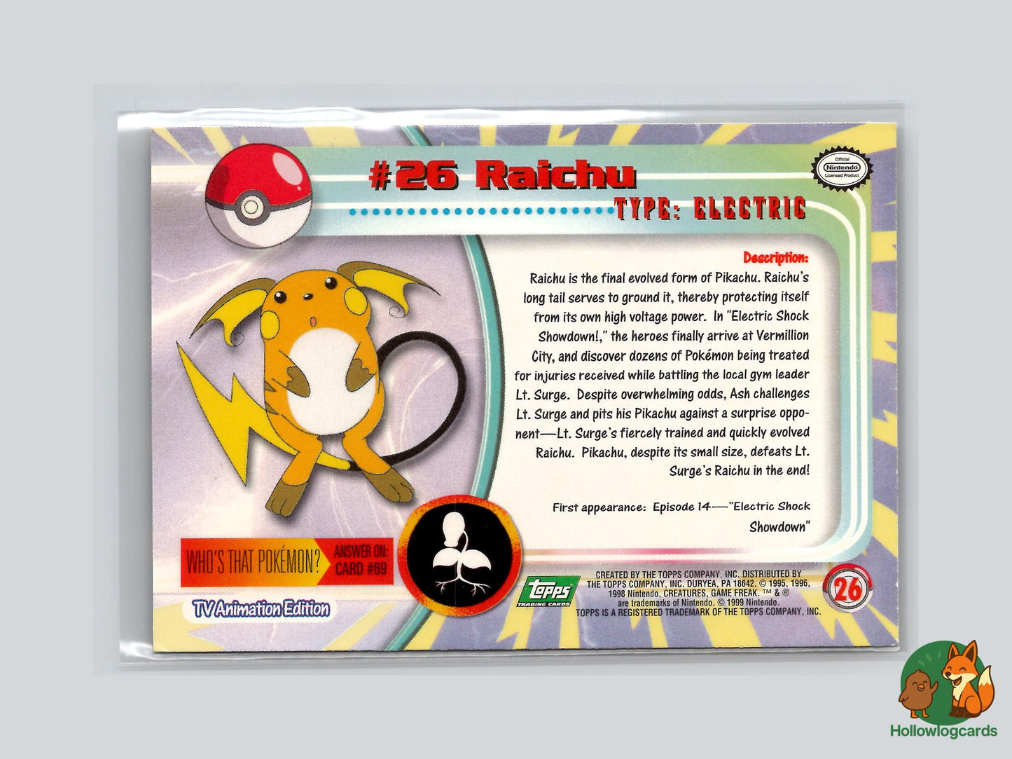 Raichu (#26) - Topps Trading Cards Series 1
