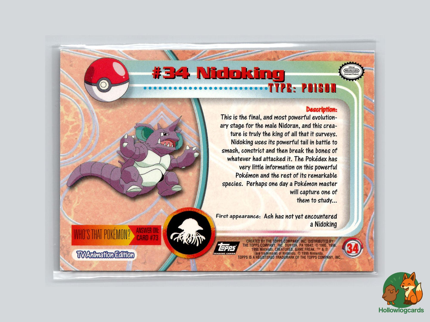 Nidoking (#34) Chrome Foil - Topps Trading Cards Series 1