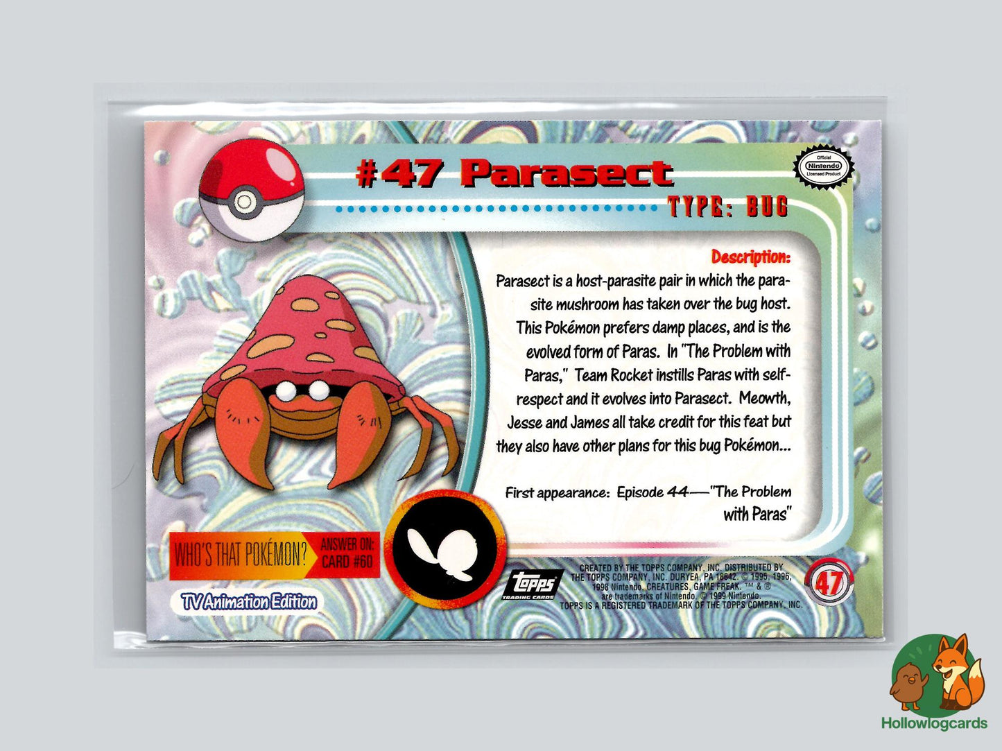 Parasect (#47) Rainbow Foil - Topps Trading Cards Series 1