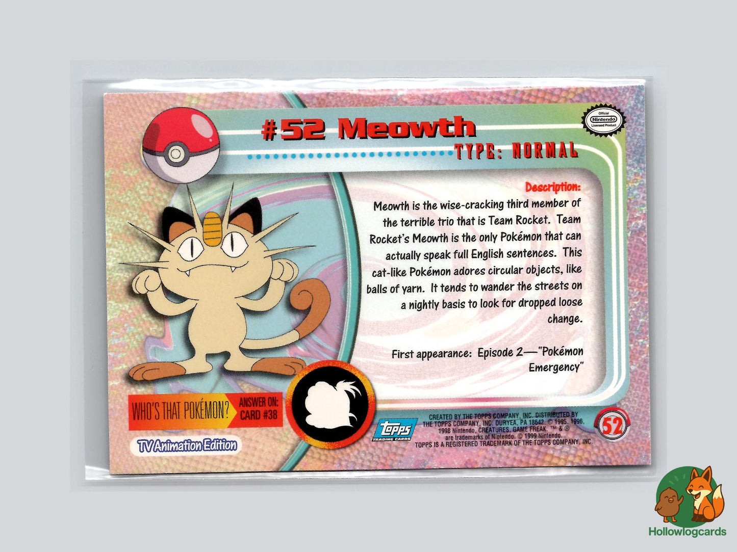 Meowth (#52) Chrome Foil - Topps Trading Cards Series 1