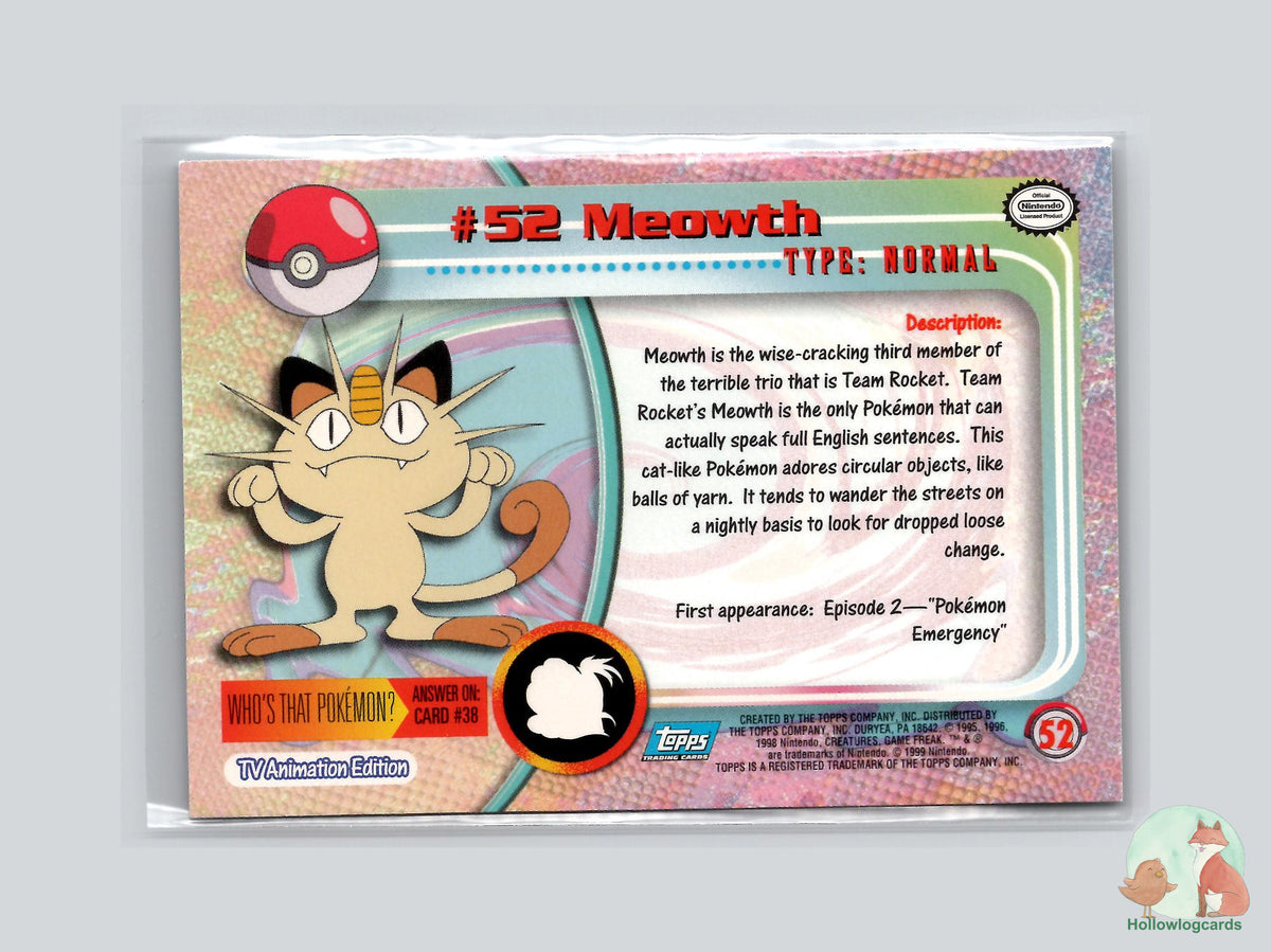 Meowth (#52) Chrome Foil - Topps Trading Cards Series 1