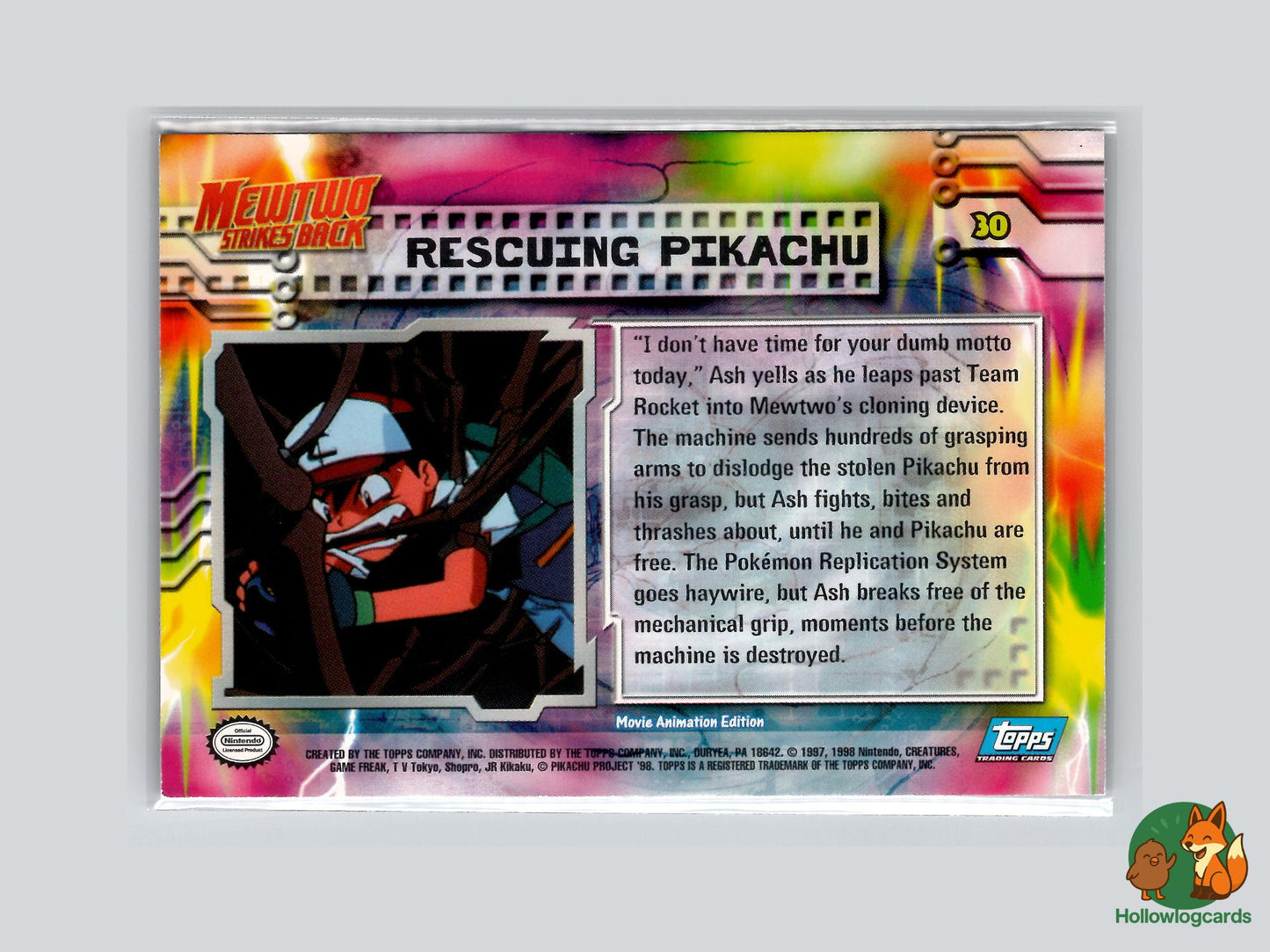 Rescuing Pikachu (#30) Rainbow Foil - Topps Mewtwo Strikes Back