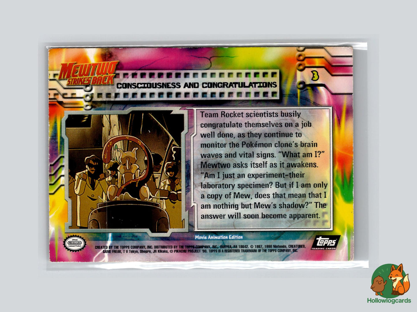 Consciousness and Congratulations (#3) Silver Chrome Foil - Topps Mewtwo Strikes Back