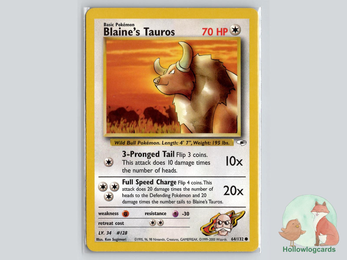 Blaine's Tauros (64/132) - Gym Heroes Pokémon Card