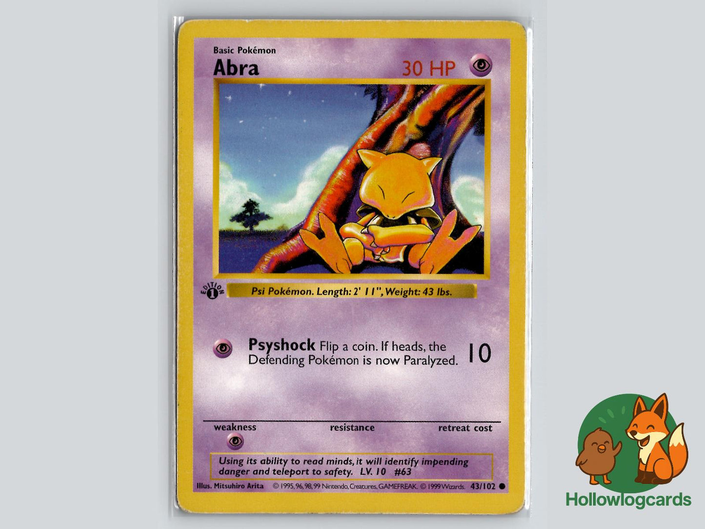 1st Edition Abra (43/102) - Base Pokémon Card