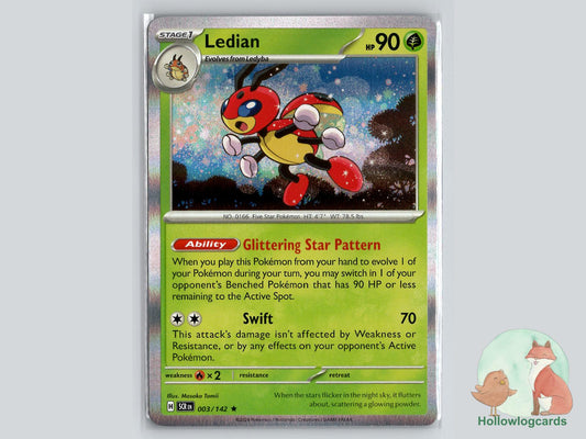 Ledian (003/142) - Stellar Crown Pokémon Card