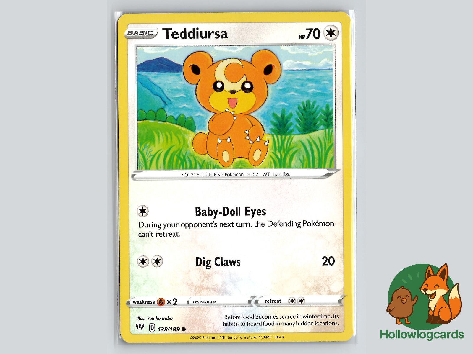 Teddiursa (138/189) - Darkness Ablaze Pokémon Card