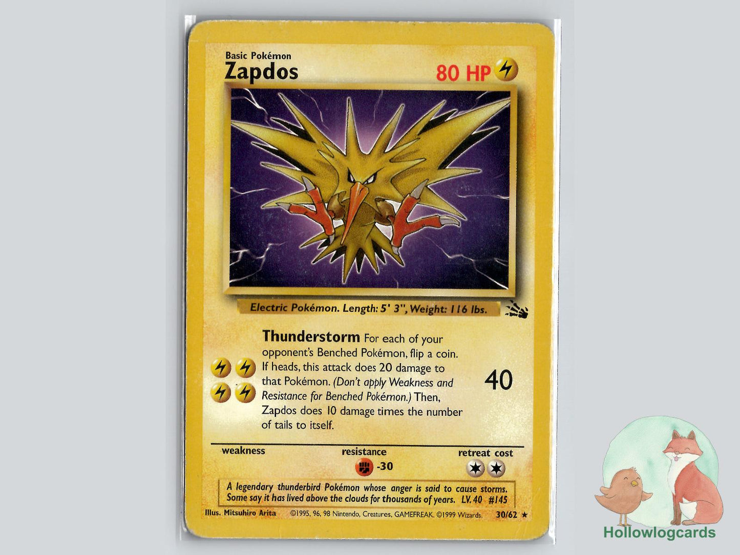 Zapdos (30/62) - Fossil Pokémon Card