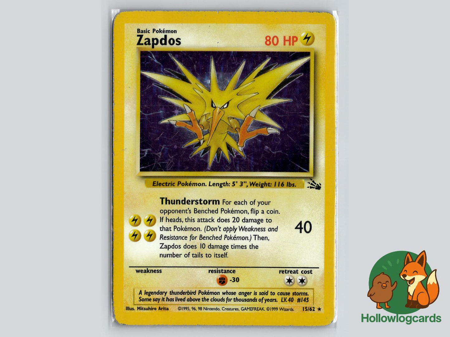 Zapdos (15/62) - Fossil Pokémon Card